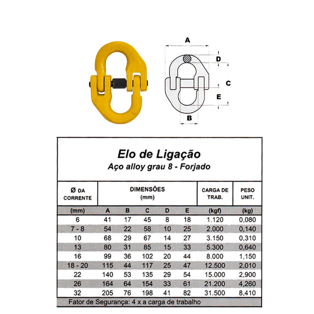 ELO D LIGACAO P/CORRENTE 16 MM 8,00 TON G-8 COFORJA