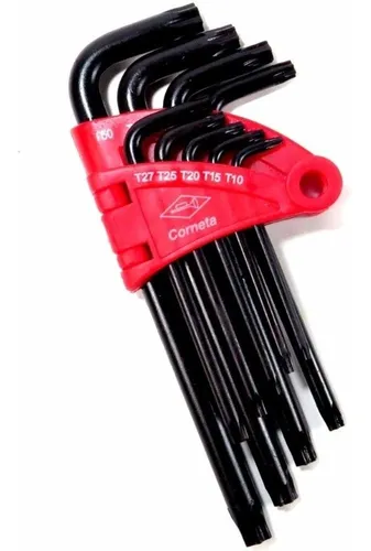 JOGO CH. TORX L T-10 > T-50 9 PC CURTA C/ GUIA CORNETA