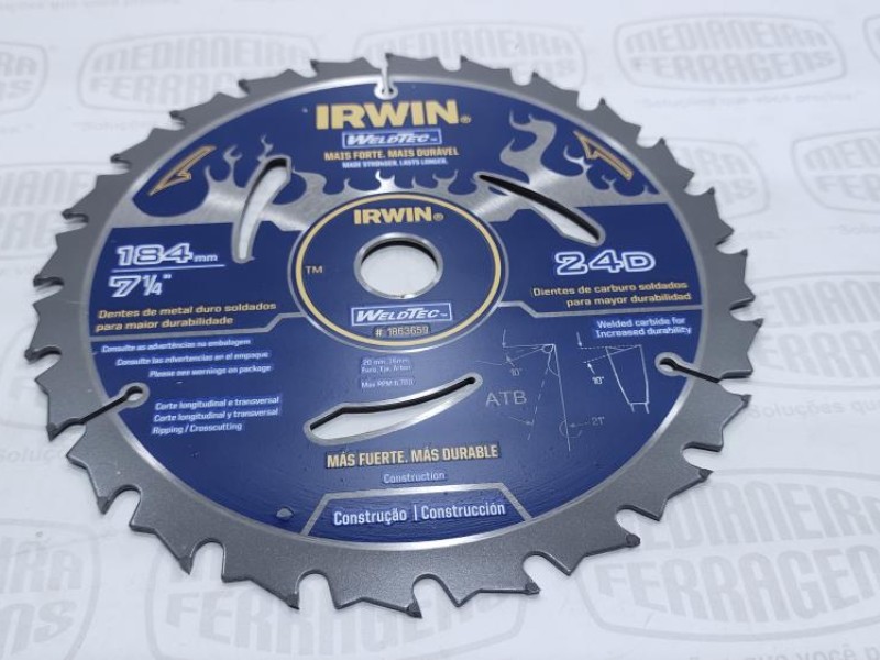 DISCO SERRA 24 DENTES 184 MM WELDTEC IRWIN