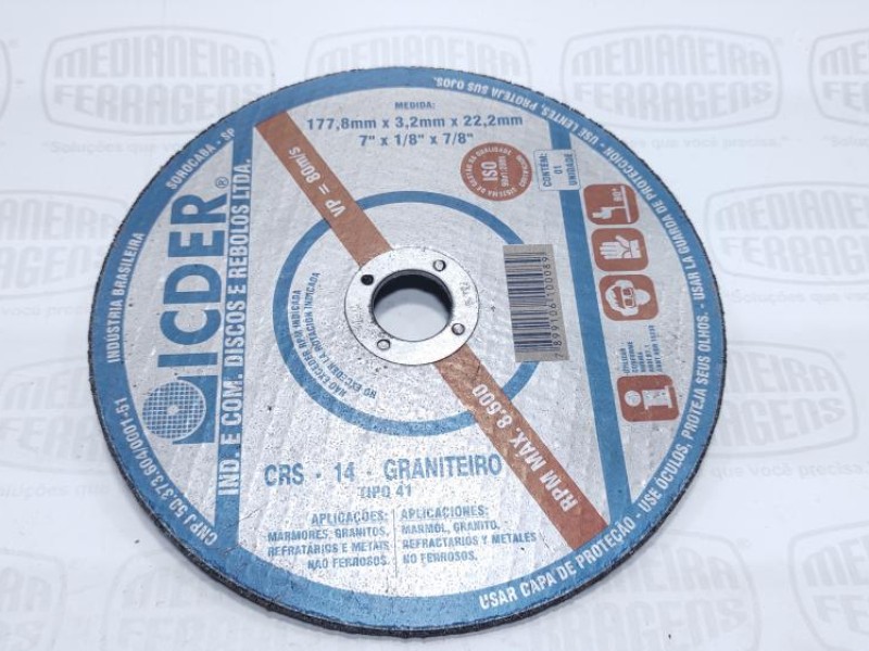 DISCO CORTE  7  X 7/8 X 3,2MM REFRATARIO ICDER