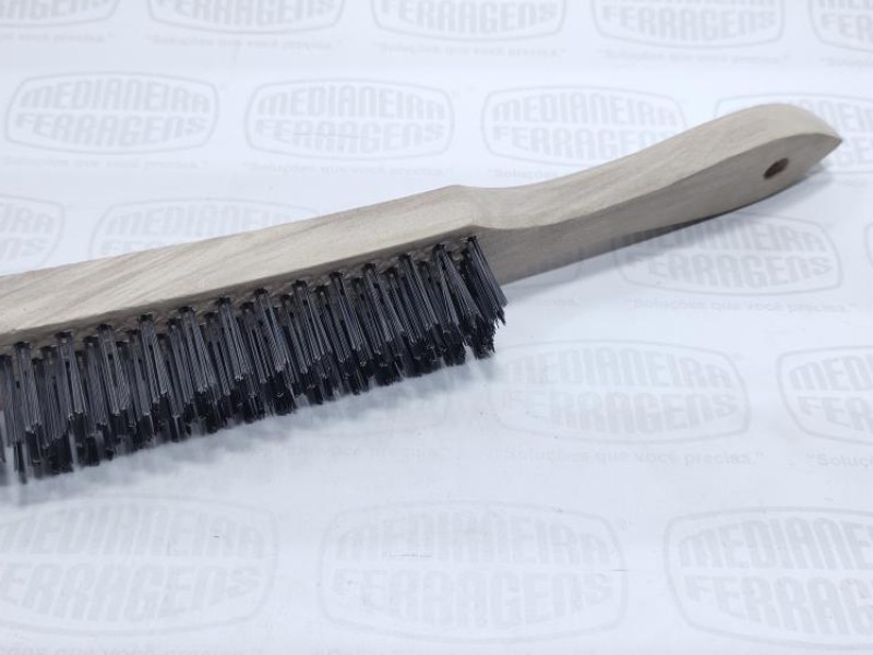 ESCOVA MANUAL AÇO CARB. 6 FIL. CBO. MADEIRA LOTUS