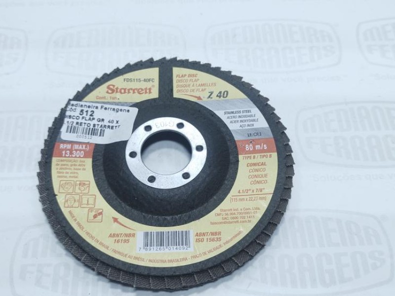 DISCO FLAP GR  40 X 4.1/2 RETO STARRETT