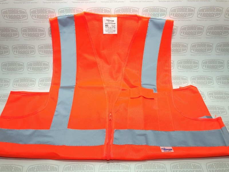 COLETE REFLET LARANJA GDE C/ 4 BOLSOS NBR 15292:2013 KALIPSO