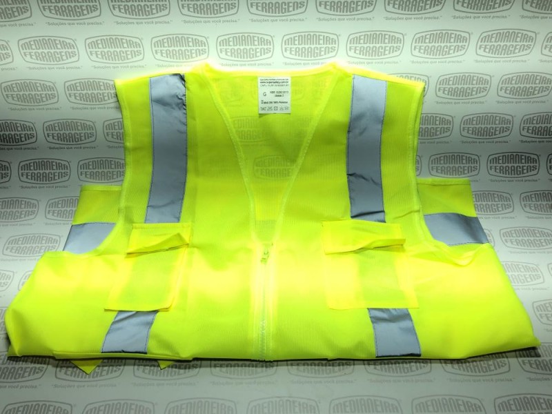 COLETE REFLET AMARELO GDE C/ 4 BOLSOS NBR 15292:2013 KALIPSO