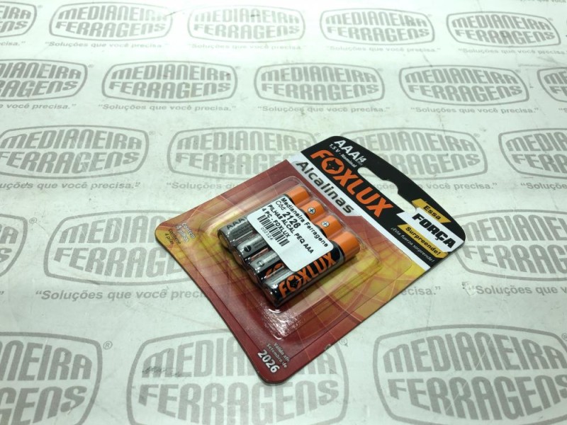 PILHA AAA PEQ. ALCALINA C/4 PC FOXLUX