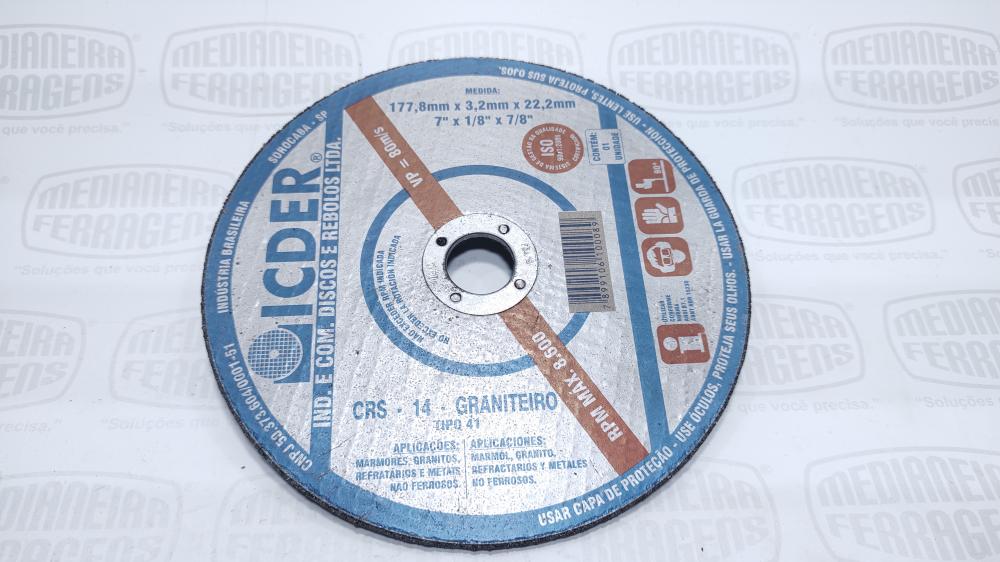 DISCO CORTE  7  X 7/8 X 3,2MM REFRATARIO ICDER