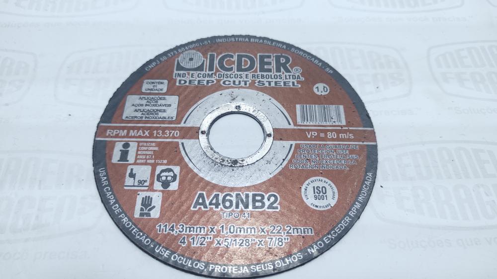 DISCO CORTE  4.1/2  X 7/8 X 1,0 MM ACO/INOX